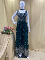 Georgette Green Party Wear Sequins Work Readymade Jump Suit